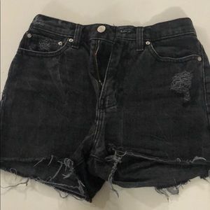 high rise black jean shorts
